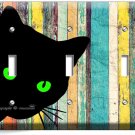 PEEKING BLACK CAT GREEN EYES RUSTIC WOOD 3 GANG LIGHT SWITCH WALL PLATE HD DECOR PEEKING BLACK CAT GREEN EYES RUSTIC WOOD 3 GANG LIGHT SWITCH WALL PLATE HD DECOR