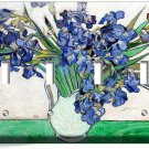 VINCENT VAN GOGH IRISES FLOWERS WHITE VASE 4 GANG LIGHT SWITCH PLATES ROOM DECOR