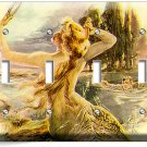 MERMAID GROOMING HAIR BY THE RIVER LIGHT SWITCH 4 GANG PLATE BATHROOM ROOM DECOR