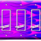 HOT ROD BLUE PINK FLAMES 3 GFCI LIGHT SWITCH WALL PLATE COVER GIRL ROOM HD DECOR