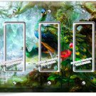 WHIMSICAL PEACOCKS FEATHERS LIGHT SWITCH 3GFCI WALL PLATE BEDROOM ROOM ART DECOR WHIMSICAL PEACOCKS FEATHERS LIGHT SWITCH 3GFCI WALL PLATE BEDROOM ROOM ART DECOR
