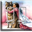 LITTLE PRINCESS GIRL HUGGING GRAY WOLF LIGHT 2 GFCI OUTLET WALL PLATE ROOM DECOR LITTLE PRINCESS GIRL HUGGING GRAY WOLF LIGHT 2 GFCI OUTLET WALL PLATE ROOM DECOR