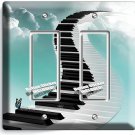 PIANO KEYS STAIRS SKY CLOUDS 2 GFCI LIGHT SWITCH PLATES MUSIC STUDIO ROOM DECOR