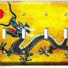 RUSTIC COLORFUL CHINESE DRAGON RED SUN 4 GANG LIGHT SWITCH WALL PLATE ROOM DECOR