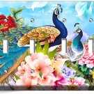 FLORAL PEACOCK BIRDS COLORFUL FEATHERS 4 GANG LIGHT SWITCH WALL PLATE ROOM DECOR FLORAL PEACOCK BIRDS COLORFUL FEATHERS 4 GANG LIGHT SWITCH WALL PLATE ROOM DECOR