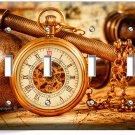 OLD CAPTAINS EXPOSED GEARS POCKET WATCH 4 GANG LIGHT SWITCH WALL PLATE ART DECOR OLD CAPTAINS EXPOSED GEARS POCKET WATCH 4 GANG LIGHT SWITCH WALL PLATE ART DECOR