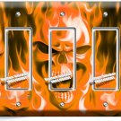 ORANGE FLAMES BURNING SKULL 3 GFCI LIGHT SWITCH WALL PLATES BIKER MAN CAVE DECOR
