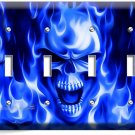 BLUE FLAMES BURNING SKULL 4 GANG LIGHT SWITCH WALL PLATE BIKER MAN CAVE HD DECOR BLUE FLAMES BURNING SKULL 4 GANG LIGHT SWITCH WALL PLATE BIKER MAN CAVE HD DECOR