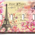 RETRO EIFFEL TOWER FLOWERS PARIS LOVE POST CARD 4 GANG LIGHT SWITCH PLATES DECOR RETRO EIFFEL TOWER FLOWERS PARIS LOVE POST CARD 4 GANG LIGHT SWITCH PLATES DECOR