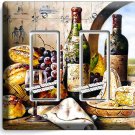 FRENCH AGED WINE CHEESE GRAPES BREAD 2 GFCI LIGHT SWITCH PLATE KITCHEN ART DECOR