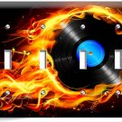 VINYL RECORD FIRE FLAMES 4 GANG LIGHT SWITCH WALL PLATES MUSIC STUDIO ROOM DECOR
