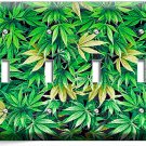 GREEN CANNABIS LEAF MARIJUANA 4 GANG LIGHT SWITCH WALL PLATE MAN CAVE ROOM DECOR GREEN CANNABIS LEAF MARIJUANA 4 GANG LIGHT SWITCH WALL PLATE MAN CAVE ROOM DECOR