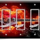 RED FLAME BASS ELECTRIC GUITAR 3 GFCI LIGHT SWITCH PLATE MUSIC STUDIO ROOM DECOR