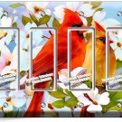 CARDINAL BIRDS MAGNOLIA FLOWERS TREE 4 GFCI LIGHT SWITCH WALL PLATES ROOM DECOR