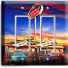 RETRO 50'S DINER CARS NEON LIGHTS LIGHT SWITCH 2 GFCI WALL PLATE ROOM HOME DECOR RETRO 50'S DINER CARS NEON LIGHTS LIGHT SWITCH 2 GFCI WALL PLATE ROOM HOME DECOR