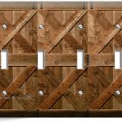 RUSTIC WOOD RANCH BARN DOOR LIGHT SWITCH 4 GANG PLATE LOG CABIN ROOM HOME DECOR