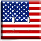 USA AMERICAN FLAG DOUBLE LIGHT SWITCH COVER WALL PLATE US PATRIOT ROOM ART DECOR