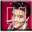 ELVIS PRESLEY SEXY SMILE BLUE EYES DOUBLE GFI LIGHT SWITCH PLATE ROOM HOME DECOR