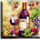 BURGUNDY RED WINE GLASS BOTTLE GRAPES 2GANG LIGHT SWITCH PLATE KITCHEN ART DECOR