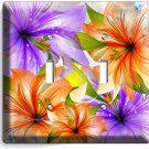 FLORAL LILIES PURPLE ORANGE LILY FLOWERS DOUBLE LIGHT SWITCH WALL PLATE DECOR
