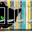 PEEKING BLACK CAT GREEN EYES RUSTIC WOOD 4 GFI LIGHT SWITCH WALL PLATE ART DECOR PEEKING BLACK CAT GREEN EYES RUSTIC WOOD 4 GFI LIGHT SWITCH WALL PLATE ART DECOR