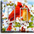 CARDINAL BIRDS MAGNOLIA FLOWERS TREE 2 GFCI LIGHT SWITCH WALL PLATES ROOM DECOR