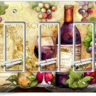 BURGUNDY RED WINE GLASS BOTTLE GRAPES 3 GFI LIGHT SWITCH PLATE KITCHEN ART DECOR