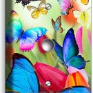 BUTTERFLIES TULIPS FLOWERS FLORAL LIGHT DIMMER CABLE WALL PLATES ROOM HOME DECOR