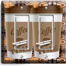 COFFEE TIME PAPER CUP LIGHT SWITCH 2 GFCI PLATE ROOM KITCHEN CAFE SHOP ART DECOR COFFEE TIME PAPER CUP LIGHT SWITCH 2 GFCI PLATE ROOM KITCHEN CAFE SHOP ART DECOR