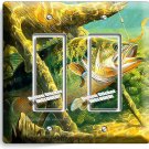 LARGEMOUTH BASS LURE LAKE FISHING LIGHT SWITCH 2 GFCI PLATE LOG CABIN ROOM DECOR