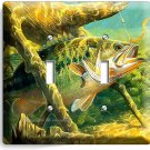 LARGEMOUTH BASS LURE LAKE FISHING LIGHT SWITCH 2 GANG PLATE LOG CABIN ROOM DECOR