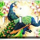 PEACOCKS LOVE BIRDS FLOWERS TREE LIGHT SWITCH 3 GANG WALL PLATES ROOM HOME DECOR