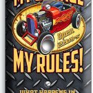 MY GARAGE RULES HOT ROD CAR LIGHT DIMMER CABLE WALL PLATE ROOM MAN CAVE HD DECOR
