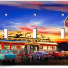 RETRO 50'S DINER CARS NEON LIGHTS LIGHT SWITCH 3 GANG WALL PLATE ROOM HOME DECOR RETRO 50'S DINER CARS NEON LIGHTS LIGHT SWITCH 3 GANG WALL PLATE ROOM HOME DECOR