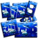 SWARM OF GREAT WHITE SHARKS BLUE OCEAN LIGHT SWITCH OUTLET PLATES SEA ROOM DECOR SWARM OF GREAT WHITE SHARKS BLUE OCEAN LIGHT SWITCH OUTLET PLATES SEA ROOM DECOR