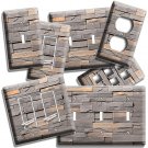 GOLD GRAY STACKED STONE LOOK LIGHT SWITCH OUTLET WALL PLATES KITCHEN HOME DECOR