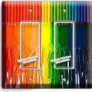 BRIGHT COLOR MELTED CRAYONS 2 GFCI LIGHT SWITCH PLATE NEW ART HOBBY STODIO DECOR BRIGHT COLOR MELTED CRAYONS 2 GFCI LIGHT SWITCH PLATE NEW ART HOBBY STODIO DECOR
