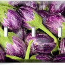 SMALL PURPLE STRIPED EGGPLANT 3 GANG LIGHT SWITCH WALL PLATES KITCHEN HOME DECOR