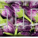 SMALL PURPLE STRIPED EGGPLANT 3 GFCI LIGHT SWITCH WALL PLATES KITCHEN HOME DECOR