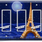 PARIS EIFFEL TOWER STARRY NIGHT MOON 3 GFCI LIGHT SWITCH WALL PLATES ROOM DECOR