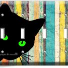PEEKING BLACK CAT GREEN EYES RUSTIC WOOD 4 GANG LIGHT SWITCH WALL PLATE HD DECOR PEEKING BLACK CAT GREEN EYES RUSTIC WOOD 4 GANG LIGHT SWITCH WALL PLATE HD DECOR
