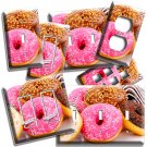 PINK CHOCOLATE DONUTS LIGHT SWITCH OUTLET WALL PLATE CAFE BAKE COFFEE SHOP DECOR