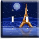PARIS EIFFEL TOWER STARRY NIGHT MOON 2 GANG LIGHT SWITCH WALL PLATES ROOM DECOR