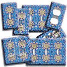 BLUE ITALIAN STYLE TILE PATTERN LIGHT SWITCH OUTLET WALL PLATE KITCHEN ART DECOR BLUE ITALIAN STYLE TILE PATTERN LIGHT SWITCH OUTLET WALL PLATE KITCHEN ART DECOR