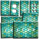 MERMAID GREEN PEARL FISH SCALES PATTERN LIGHT SWITCH OUTLET WALL PLATE ART DECOR