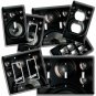 LIGHT SWITCH OUTLET WALL PLATE BLACK STEREO SPEAKERS TWEETERS MUSIC STUDIO DECOR