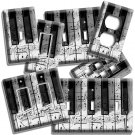 LIGHT SWITCH OUTLET WALL PLATE BLACK $ WHITE PIANO KEYS NOTES MUSIC STUDIO DECOR