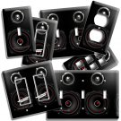 LIGHT SWITCH OUTLET WALL PLATES BLACK STEREO SPEAKERS RED DOT MUSIC STUDIO DECOR LIGHT SWITCH OUTLET WALL PLATES BLACK STEREO SPEAKERS RED DOT MUSIC STUDIO DECOR