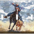 WESTERN ART COWBOYS RIDING HORSES ROPING CALF TRIPLE LIGHT SWITCH WALL PLATE COVER ROOM DECOR WESTERN ART COWBOYS RIDING HORSES ROPING CALF TRIPLE LIGHT SWITCH WALL PLATE COVER ROOM DECOR