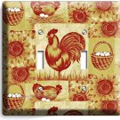 COUNTRY FARM ROOSTER HEN CHICKEN EGGS BASKET 2GANG LIGHT SWITCH WALL PLATE DECOR COUNTRY FARM ROOSTER HEN CHICKEN EGGS BASKET 2GANG LIGHT SWITCH WALL PLATE DECOR